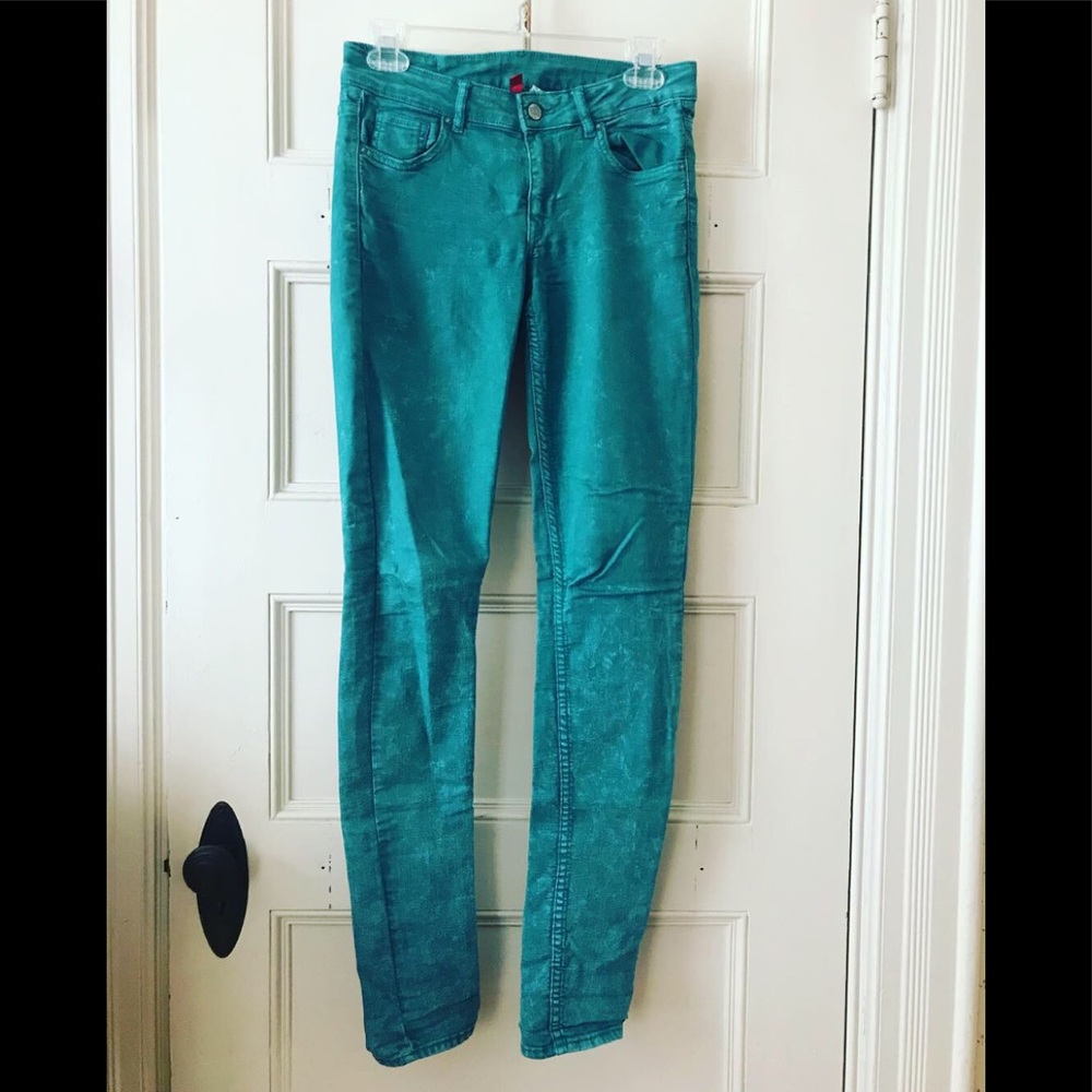 H&M Blue Green/Turquoise Marble Skinny Jeans